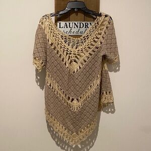 Umgee Beige and Cream Crochet Women's Blouse